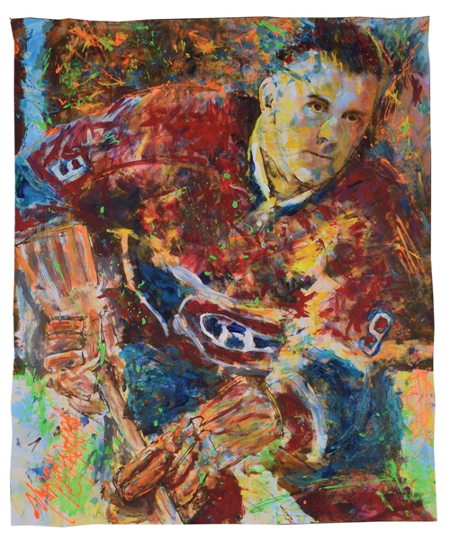 Maurice Richard Montreal Canadiens Original Painting on Canvas by Renowned Artist Murray Henderson (29 x 35)