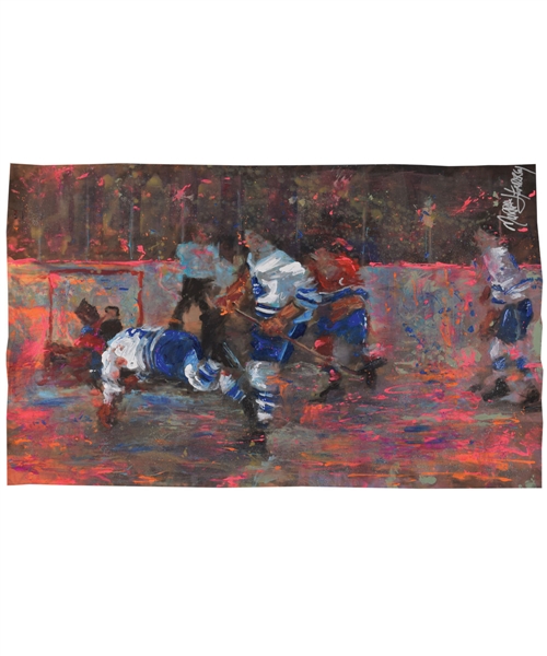 Bill Barilko Toronto Maple Leafs "1951 Stanley Cup Winning Goal" Original Painting on Canvas by Renowned Artist Murray Henderson (21 ¼” x 35”) 