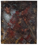 Gordie Howe Detroit Red Wings "In Action" Original Painting on Canvas by Renowned Artist Murray Henderson (29” x 35”) 