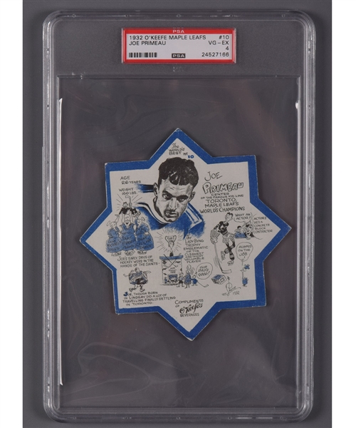 1932-33 Toronto Maple Leafs OKeefes Coaster #7 HOFer Joe Primeau - Graded PSA 4