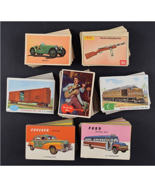 Mid-1950s Non-Sport Card Collection with Sets and Starter Sets Including World on Wheels, Elvis Presley, Rails and Sails, Guns and Pistols and Quaker Oats Sport Cars