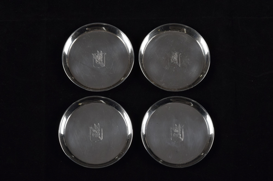 Turn-of-the-Century Montreal Amateur Athletic Association (M.A.A.A.) Sterling Silver Coasters (4) - Won First Stanley Cup in 1893!