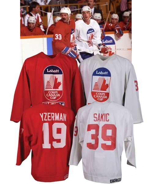 Steve Yzermans and Joe Sakics 1991 Canada Cup Team Canada Practice-Worn Jerseys