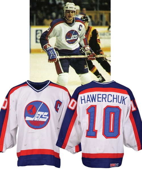 Dale Hawerchuks 1986-87 Winnipeg Jets Game-Worn Captains Jersey with LOA - Nice Game Wear!