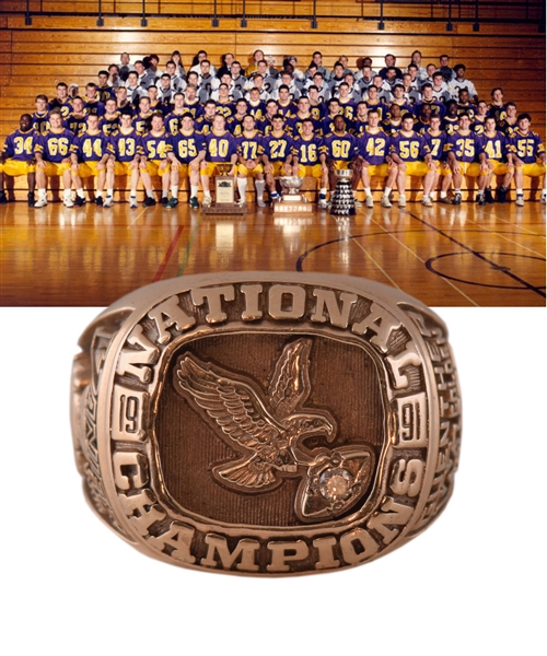Rick Guenthers 1991 Wilfrid Laurier University Golden Hawks "Vanier Cup" National Football Championship 10K Gold Ring with LOA