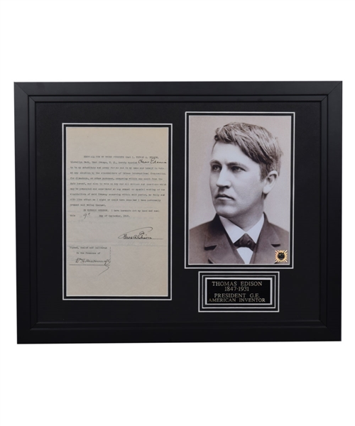 American Inventor Thomas Edison 1919 Signed Document Framed Display with PSA/DNA LOA (16 ½” x 20 ½”) 