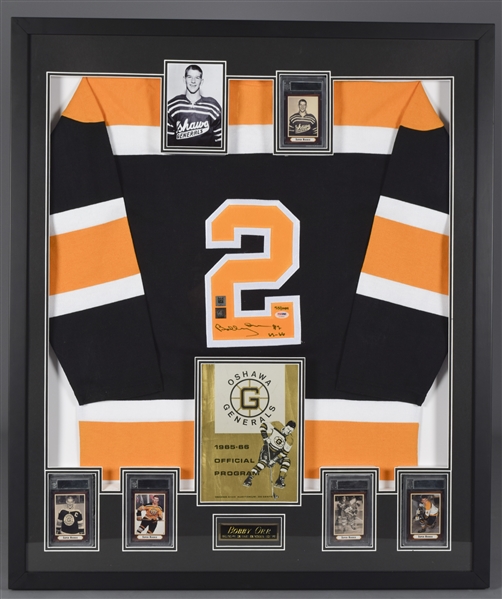 Bobby Orr Oshawa Generals Signed Framed Limited-Edition Jersey Display with Hockey Cards and 1965-66 Program - GNR and PSA/DNA COAs