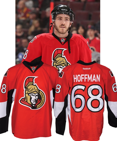 Mike Hoffmans 2014-15 Ottawa Senators Signed Game-Worn Jersey - Photo-Matched!