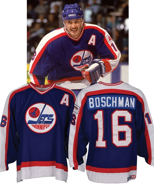 Laurie Boschmans 1989-90 Winnipeg Jets Game-Worn Alternate Captains Jersey