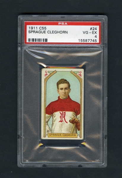 1911-12 Imperial Tobacco C55 Hockey Card #24 HOFer Sprague Cleghorn RC - Graded PSA 4