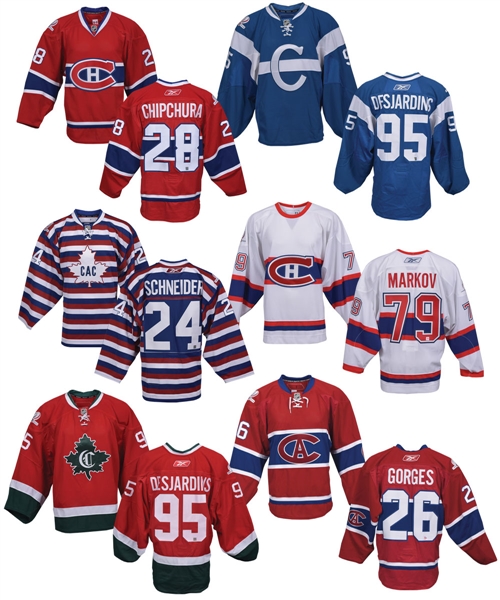 Montreal Canadiens 2008-10 Game-Worn/Game-Issued "Centennial" Jersey Complete Collection of 6 with Team LOAs