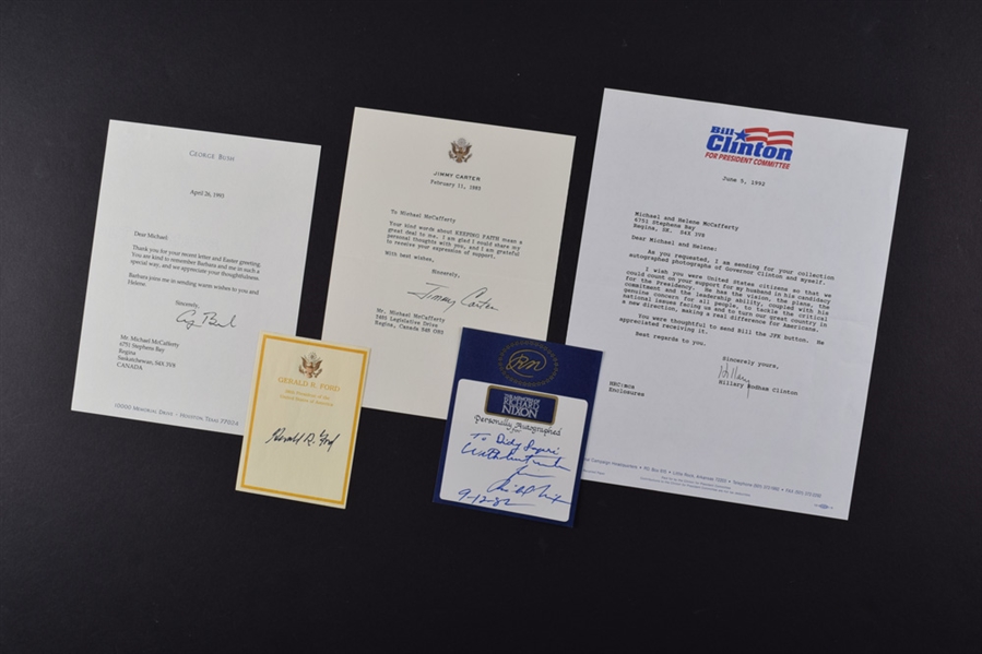 US Presidents Richard Nixon, Gerald Ford and George H. W. Bush Autographs Plus Others Including Hillary Clinton and Al Gore