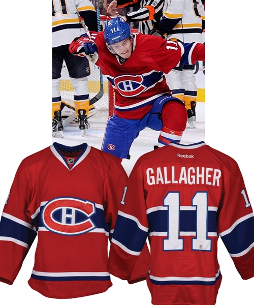 Brendan Gallaghers 2013-14 Montreal Canadiens Game-Worn Jersey with Team LOA - Team Repairs! 