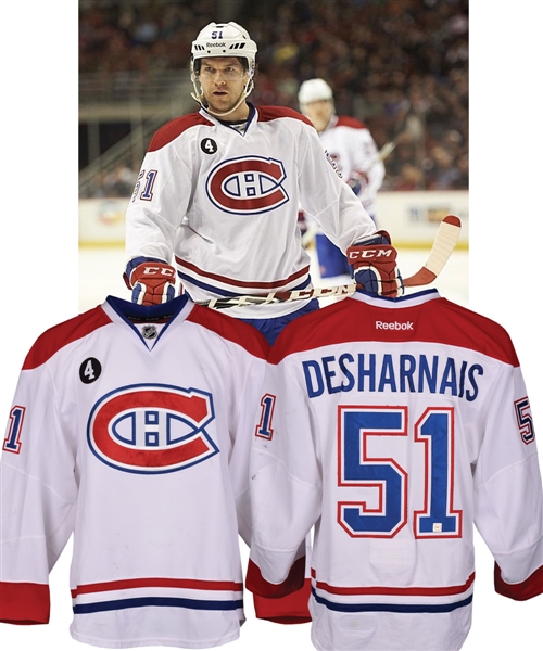 David Desharnais 2014-15 Montreal Canadiens Game-Worn Jersey with Team LOA - Beliveau Memorial Patch! 