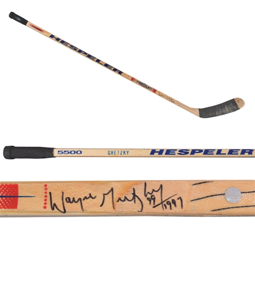 Wayne Gretzky’s 1997-98 New York Rangers Signed Hespeler Game-Used Stick