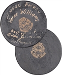 Vintage 1931-42 Spalding Official NHL Puck Signed by US Hockey Hall of Famer Eddie Jeremiah