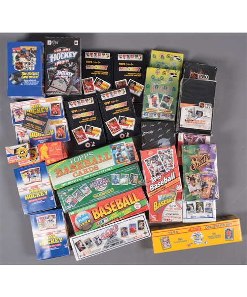 Massive 1990s Hockey, Football, Baseball, Basketball and Other Sports Factory Sets and Wax Boxes Collection