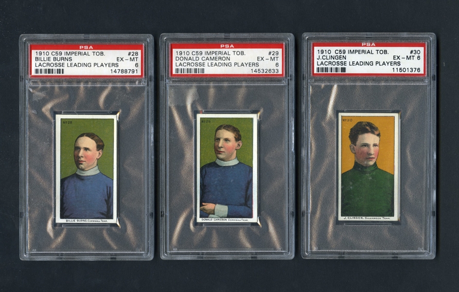 1910-11 Imperial Tobacco C59 PSA-Graded Lacrosse Card Collection of 5 - All Graded EX-MT 6