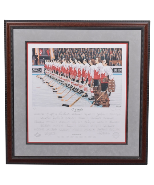 Jocelyn Guevremonts 1972 Canada-Russia Series Team Canada "OCanada" Team-Signed Limited-Edition P.E. Lithograph #37/40 with His Signed LOA