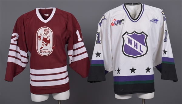 Bruce Rendalls Late-1980s AHL Hershey Bears and Brian Bouchers Mid-1990s WHL All Star Game Game-Worn Jerseys with COAs