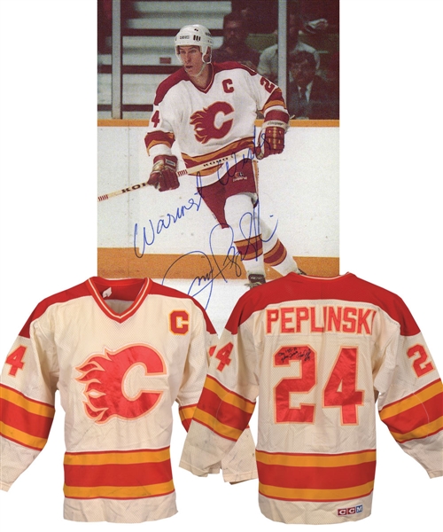Jim Peplinskis 1984-85 Calgary Flames Signed Game-Worn Captains Jersey