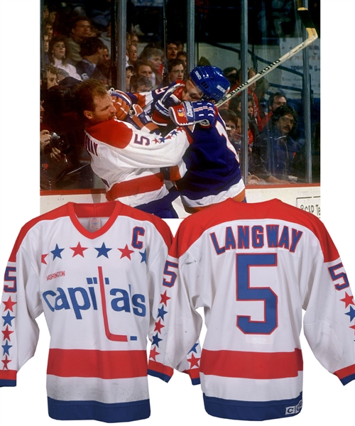 Rod Langways 1989-90 Washington Capitals Game-Worn Captains Jersey - Photo-Matched!    