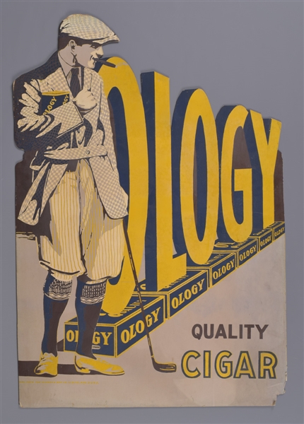 Mid-1950s Ology Quality Cigar Golf-Themed Store Display Sign (25” x 37”) 