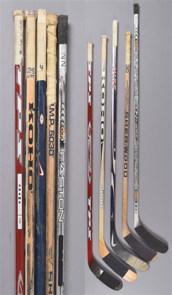 Carolina Hurricanes Game-Used Stick Collection of 13 Including Francis, BrindAmour and Roberts Plus Other Game-Used Equipement