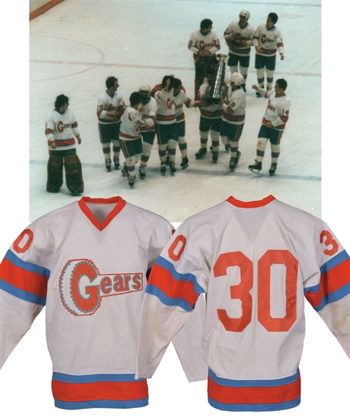 Ted Tuckers 1980-81 IHL Saginaw Gears Game-Worn Jersey with LOA - Turner Cup Championship Season!