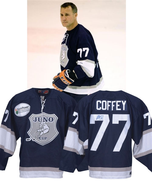 Paul Coffeys 2007 Juno Cup Hockey Game Signed Game-Worn Jersey with His Signed LOA