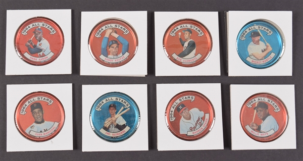 1960-61 Shirriff Hockey Coin Complete Set of 120 Plus 1964 Topps Baseball Coin Collection of 34 with Mantle, Koufax, Clemente and Other Stars