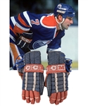 Paul Coffeys 1985-86 Edmonton Oilers CCM Game-Used Gloves with His Signed LOA - James Norris Trophy Season! - Photo-Matched!