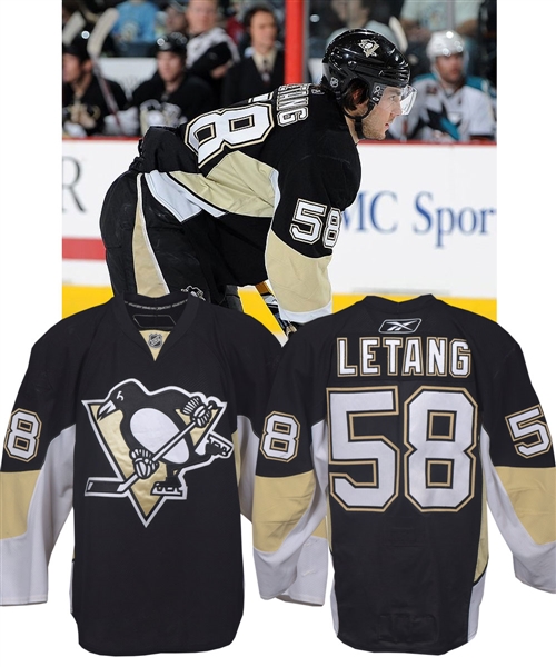 Kristopher Letangs 2008-09 Pittsburgh Penguins Game-Worn Jersey - Team Repairs! - Photo-Matched!