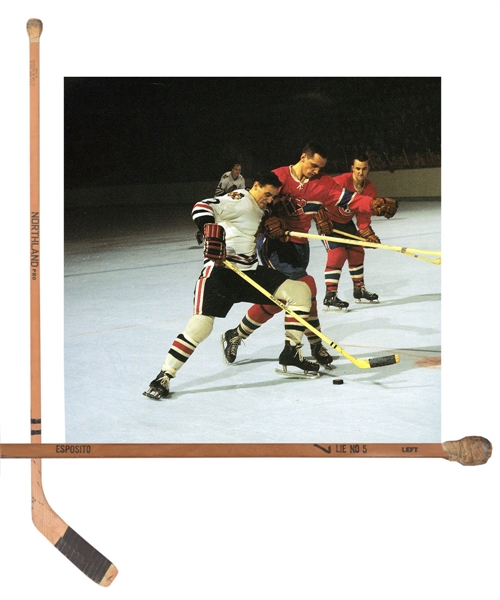 Phil Espositos Early-1960s Chicago Black Hawks Game-Used Rookie-Era Stick 