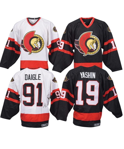 Alexei Yashins and Alexandre Daigles 1993-94 Ottawa Senators Signed Game-Worn Rookie Season Jerseys with Team LOAs