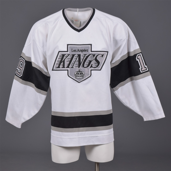 John Druces 1993-94 Los Angeles Kings Game-Worn Jersey with LOA - Team Repairs!