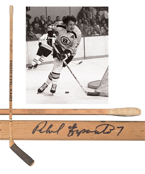 Phil Espositos Early-to-Mid-1970s Boston Bruins Signed Game-Used Northland Stick