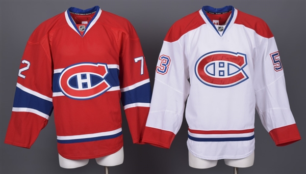 Ryan White’s Game-Worn Away and Erik Cole’s Issued Home 2012-13 Montreal Canadiens Jerseys with Team LOAs 