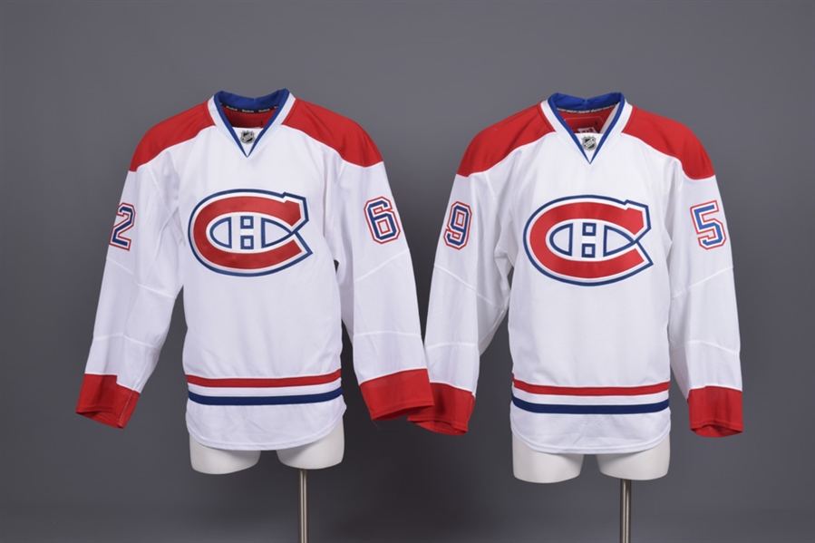 Garrett Stafford’s and Frederic St-Denis’ 2011-12 Montreal Canadiens Game-Issued Away Jerseys with Team LOAs