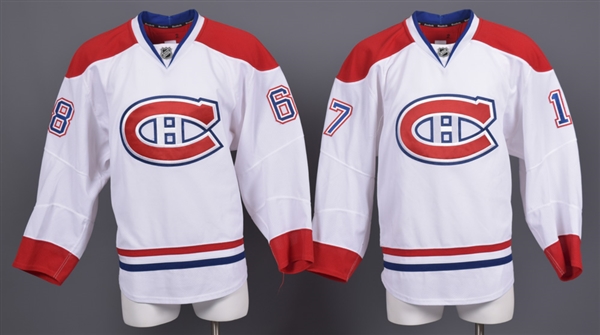 Yannick Weber’s and Chris Campoli’s 2011-12 Montreal Canadiens Game-Worn Away Jerseys with Team LOAs