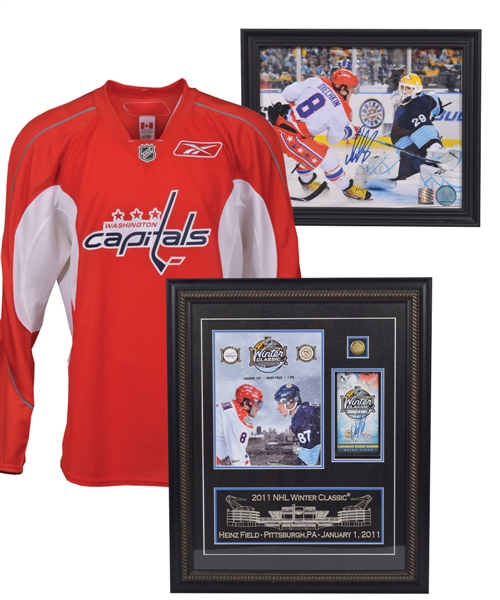 Alexander Ovechkins 2009-10 Washington Capitals Practice-Worn Jersey with LOA Plus 2011 Winter Classic Memorabilia and Autograph Collection