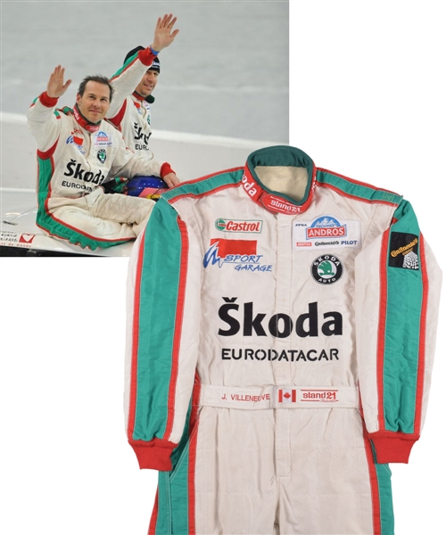Jacques Villeneuves 2010-11 Andros Trophy Team Skoda Race-Worn Suit with His Signed LOA