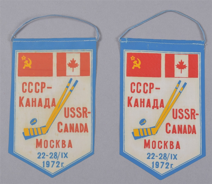 1972 Canada-Russia Series Seldom-Seen Pennants (2) and Vintage Hockey Medal