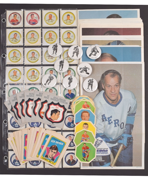 Hockey Card and Memorabilia Collection with 1960-61 and 1962-63 Shirriff Coin Complete Sets, Montreal Canadiens 1970-72 Pinback Buttons (8) and Much More!