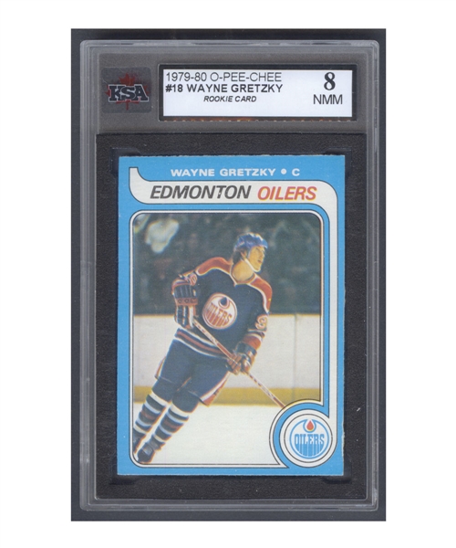1979-80 O-Pee-Chee Hockey #18 HOFer Wayne Gretzky RC Card - Graded KSA 8