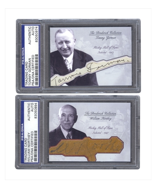Deceased HOFers William Northey and Tommy Gorman Signed Custom Cards - Each PSA/DNA Certified