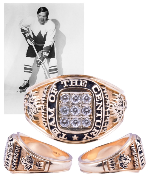 Gordon "Red" Berensons Team Canada 1972 "Team of the Century" 14K Gold and Diamond Ring with His Signed LOA