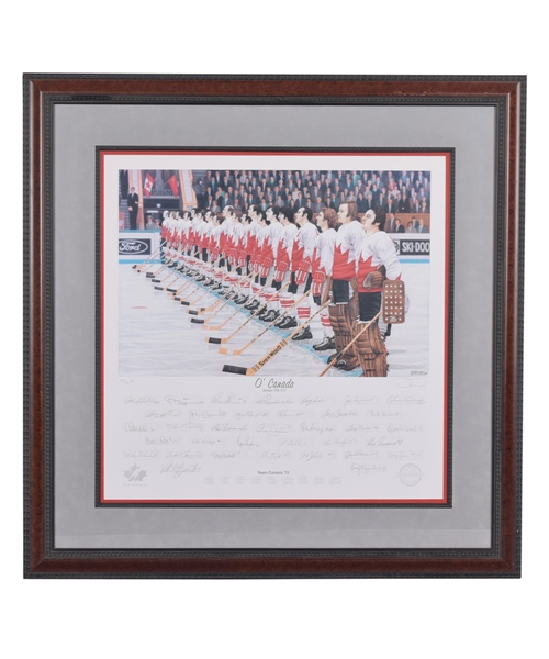 Gordon "Red" Berensons 1972 Canada-Russia Series Team Canada "OCanada" Team-Signed Limited-Edition P.E. Daniel Parry Lithograph #15/40 with His Signed LOA