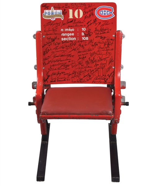Montreal Forum Red Single Seat Signed by 81 Past Canadiens Players Including 19 HOFers with COAs