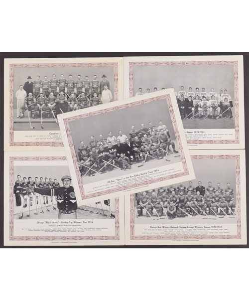 1933-34 CCM Team Picture Brown Border Complete Set of 12 